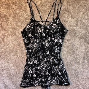 AEO | Black & Gray Floral Romper